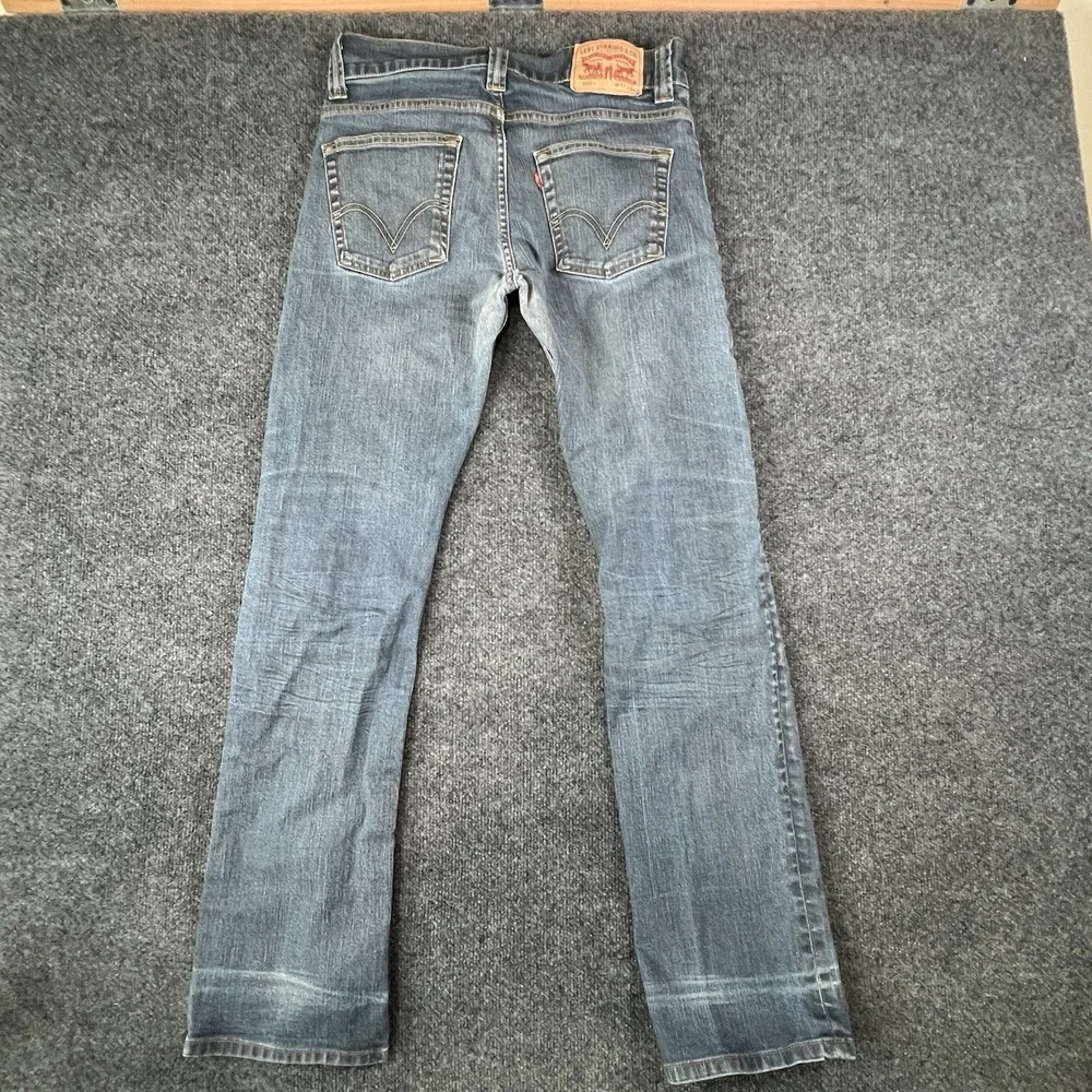 Levi's 506 Low Rise Slim Straight Jeans‎ 31x32 Light Wash Distressed Denim READ